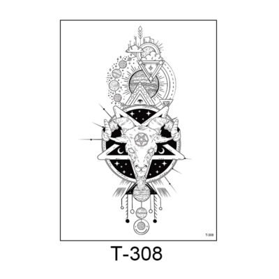 Celestial Baphomet – Occult Geometry Tattoo Sticker - T-308