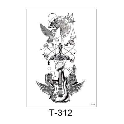 Cosmic Sound – Guitar & Universe Tattoo Sticker - T-312