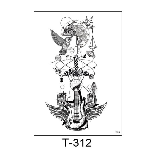 Cosmic Sound – Guitar & Universe Tattoo Sticker - T-312