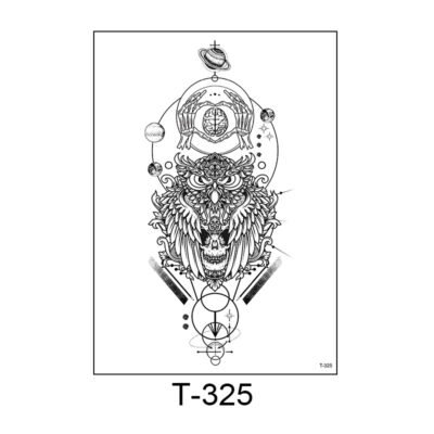 Celestial Wisdom – Owl & Sacred Geometry Tattoo Sticker