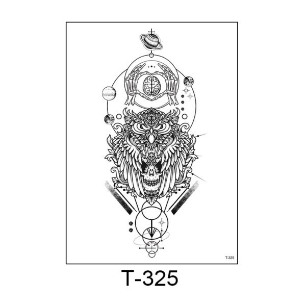 Celestial Wisdom – Owl & Sacred Geometry Tattoo Sticker