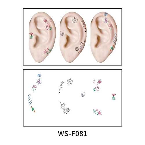 Whimsical Ear Tattoo Stickers - WS-F081