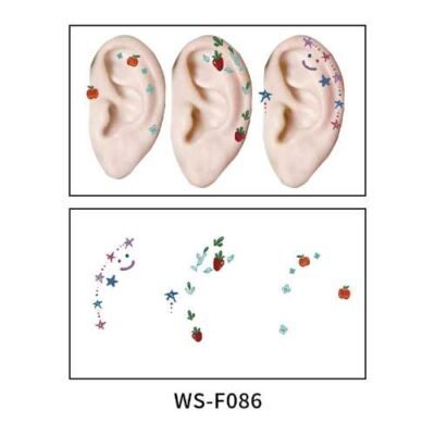 Playful Fruits & Stars Ear Tattoo Stickers- WS-F086