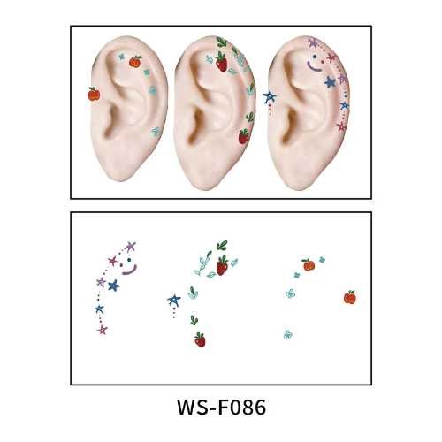 Playful Fruits & Stars Ear Tattoo Stickers- WS-F086