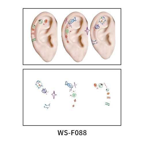 Whimsical Doodles Ear Tattoo Stickers - WS-F088