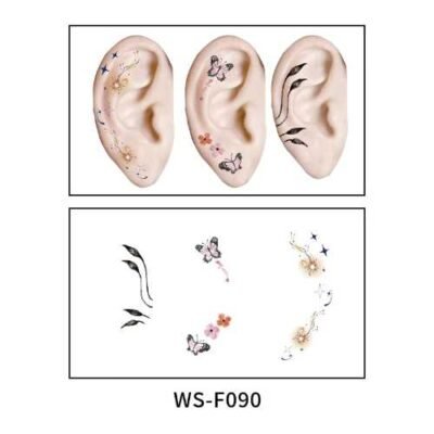 Butterfly Blossoms Ear Tattoo Stickers- WS-F090