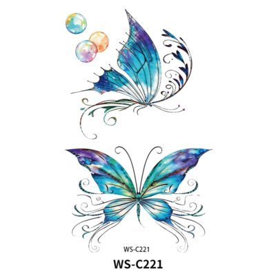 Enchanted Blue Butterfly Tattoo Stickers - WS-C221