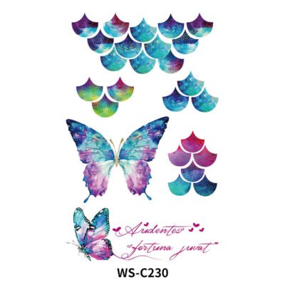 Mystic Mermaid Butterfly Tattoo Stickers - WS-C230