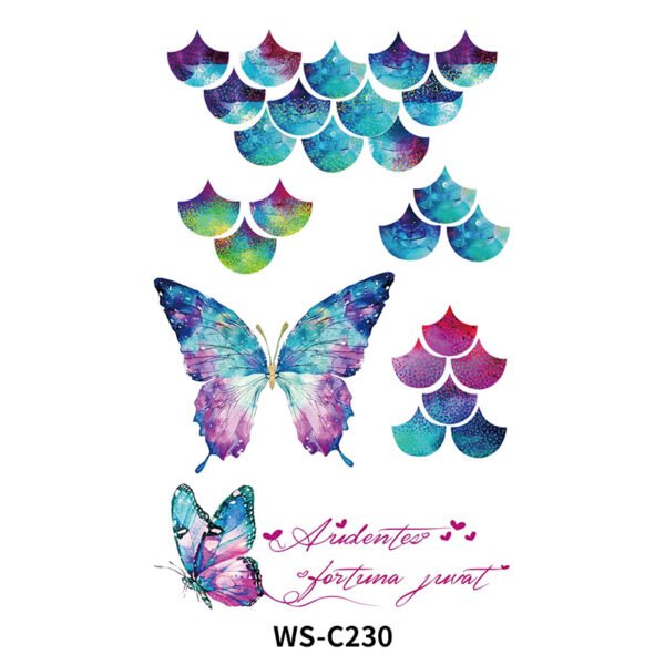 Mystic Mermaid Butterfly Tattoo Stickers - WS-C230