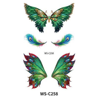 Majestic Peacock Butterfly Tattoo Stickers - WS-C258