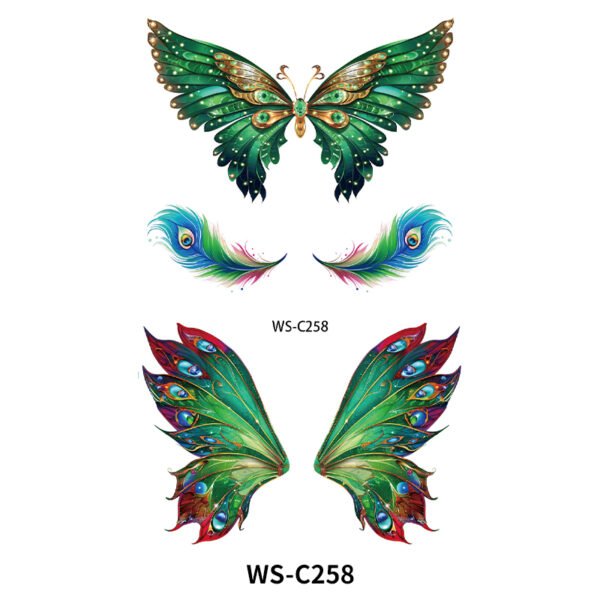 Majestic Peacock Butterfly Tattoo Stickers - WS-C258