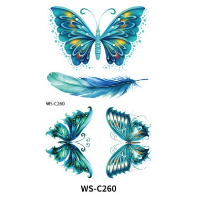 Celestial Blue Butterfly Tattoo Stickers - WS-C260