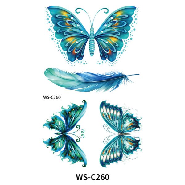Celestial Blue Butterfly Tattoo Stickers - WS-C260