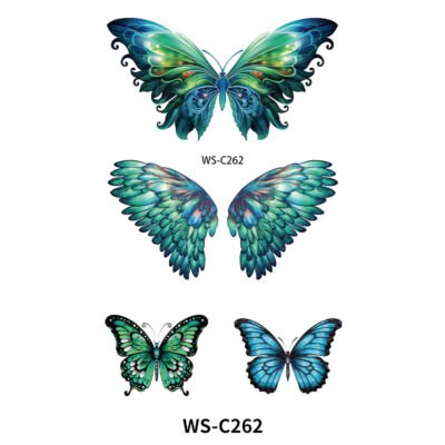 Emerald Serenity Butterfly Tattoo Stickers - WS-C262