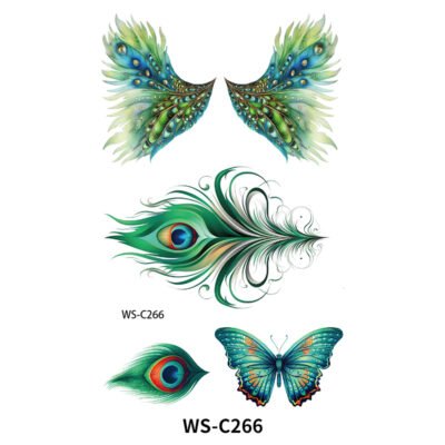Royal Peacock Butterfly Tattoo Stickers - WS-C266