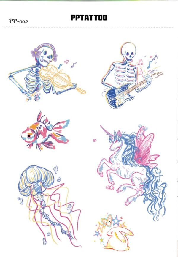 Waterless Temporary Tattoos | Whimsy Parade – Fantasy & Fun Tattoo Set (PP-002)