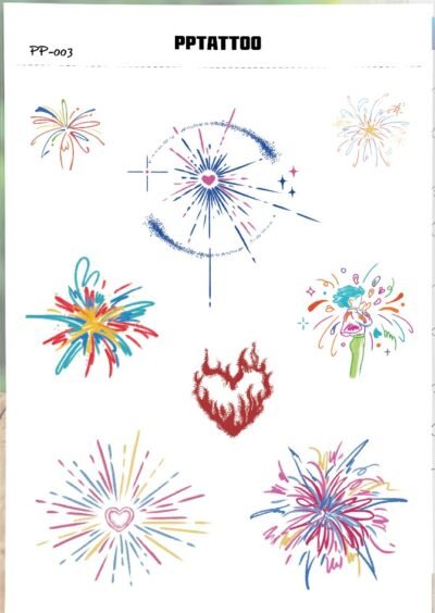 Waterless Temporary Tattoos | Heartburst – Fireworks & Emotions Tattoo Set (PP-003)