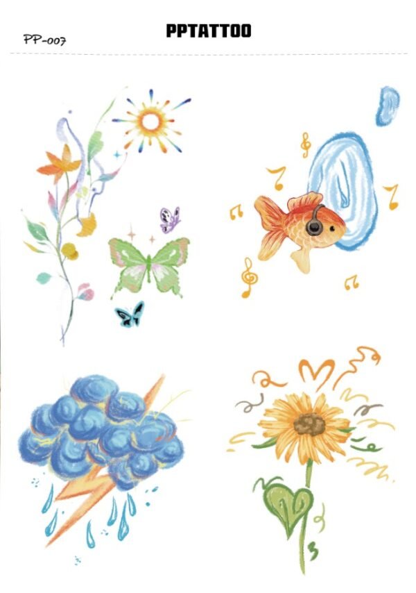 Waterless Temporary Tattoos | Nature Notes – Floral & Elemental Tattoo Set (PP-007)
