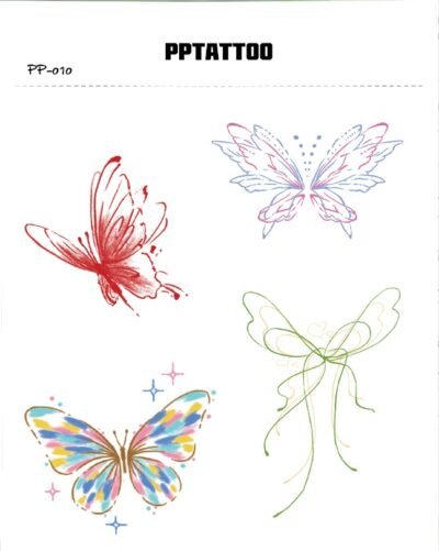 Waterless Temporary Tattoos | Whimsy Wings – Butterfly & Ribbon Tattoo Set (PP-010)