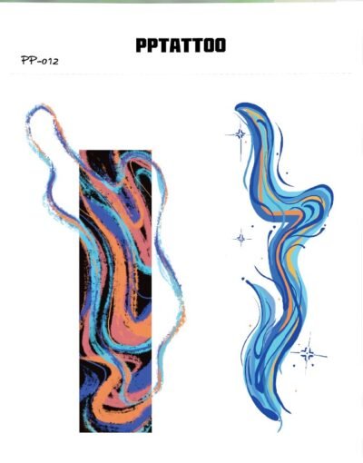 Waterless Temporary Tattoos | Electric Stream – Psychedelic Flow Tattoo Set (PP-012)