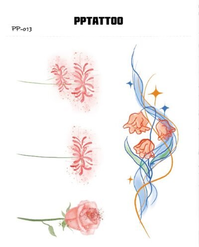 Waterless Temporary Tattoos | Floral Whispers – Elegant Bloom Tattoo Set (PP-013)
