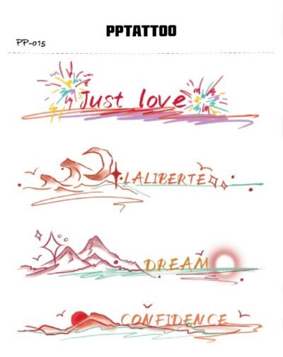 Waterless Temporary Tattoos | InspireScape – Minimalist Word Art Tattoo Set (PP-015)