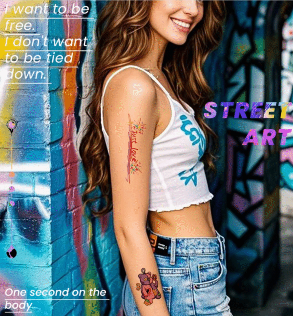 Waterless Temporary Tattoos | Electric Stream – Psychedelic Flow Tattoo Set (PP-012)