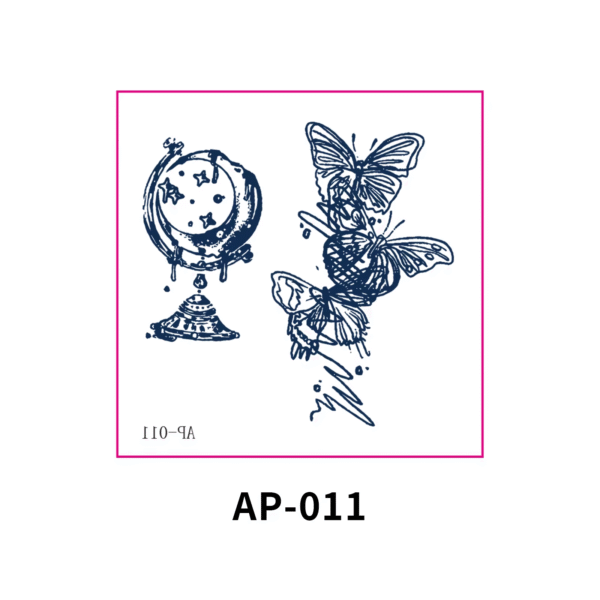 Herbal Waterless Temporary Tattoos | Drift & Orbit – Butterfly Stack & Star Globe Tattoo Set (AP-011)