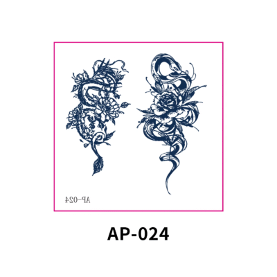 Herbal Waterless Temporary Tattoos | SerpentBloom – Myth & Floral Tattoo Duo (AP-024)