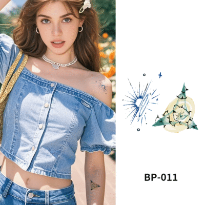 Waterless Temporary Tattoos| StarBloom – Abstract Cosmos & Rose Tattoo Set (BP-011)
