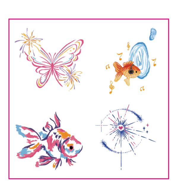 Waterless Temporary Tattoos| LunarMyst – Celestial Koi & Serpent Tattoo Set (BP-004)