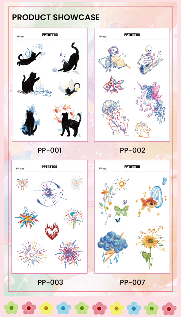 Waterless Temporary Tattoos | Whimsy Parade – Fantasy & Fun Tattoo Set (PP-002)