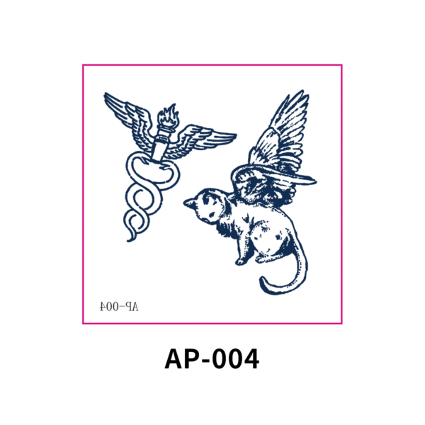 Herbal Waterless Temporary Tattoos | MythicFlight – Winged Torch & Angel Cat Tattoo Set (AP-004)