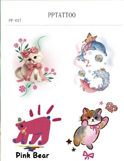 Waterless Temporary Tattoos | WhimsiCritters – Playful Pets & Fantasy Friends Tattoo Set (PP-017)