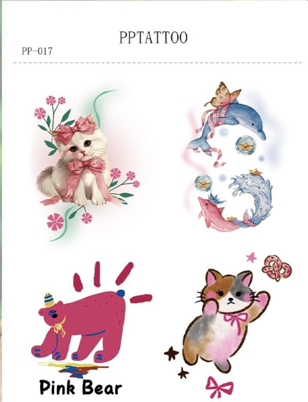 Waterless Temporary Tattoos | WhimsiCritters – Playful Pets & Fantasy Friends Tattoo Set (PP-017)