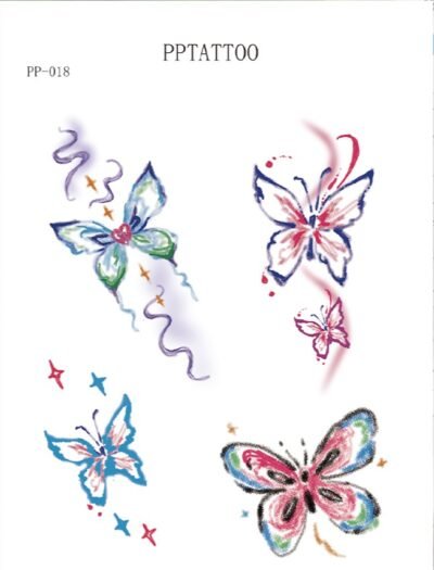 Waterless Temporary Tattoos | Twilight Wings – Neon Whirl Butterfly Tattoo Set (PP-018)