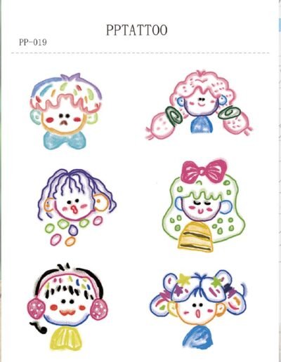 Waterless Temporary Tattoos | Whimsy Faces – Waterless Tattoo Sticker Set (PP-019)