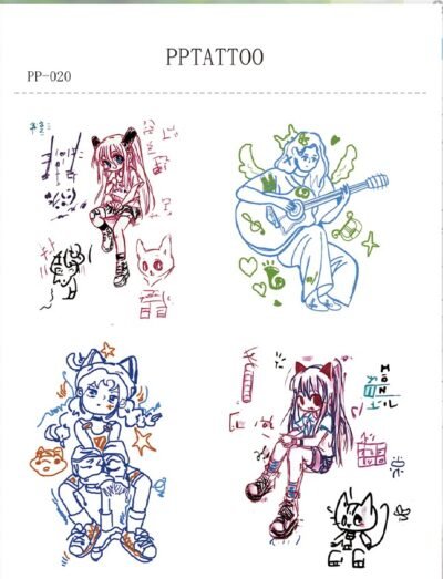 Waterless Temporary Tattoos | Indie Vibes – Manga-Inspired Waterless Tattoo Set (PP-020)