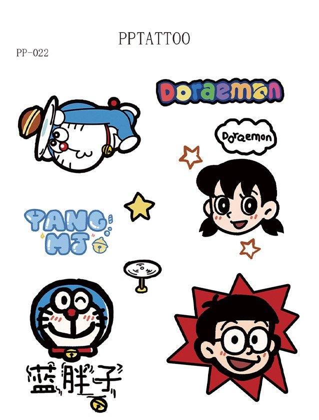 Waterless Temporary Tattoos | Time Travel Buddies – Doraemon-Inspired Tattoo Set (PP-022)