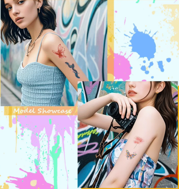 Waterless Temporary Tattoos | Electric Stream – Psychedelic Flow Tattoo Set (PP-012)