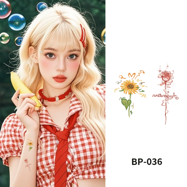 Waterless Temporary Tattoos| FloraScript – Wild Sunflower & Rose Tattoo Set (BP-036) Waterless Temporary Tattoos| FloraScript – Wild Sunflower & Rose Tattoo Set (BP-036)