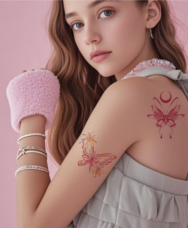 Waterless Temporary Tattoos | FlameWings – Abstract Butterfly Tattoo Set (PP-006)