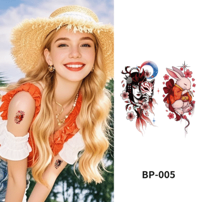 Waterless Temporary Tattoos| SakuraSpirits – Kitsune & Kimono Bunny Tattoo Set (BP-005)