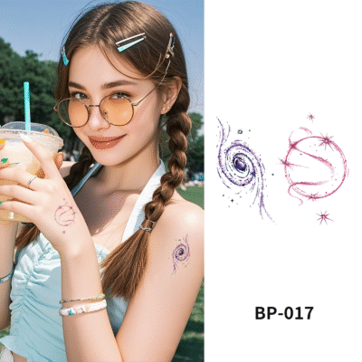 Waterless Temporary Tattoos| GalaxyGleam – Cosmic Swirl & Planet Tattoo Set (BP-017)