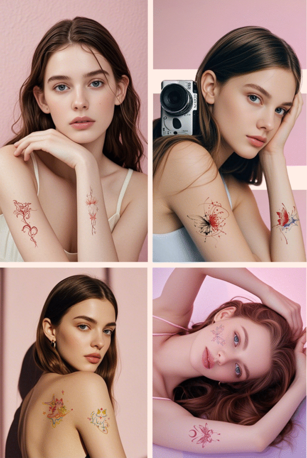 Waterless Temporary Tattoos | FlameWings – Abstract Butterfly Tattoo Set (PP-006)